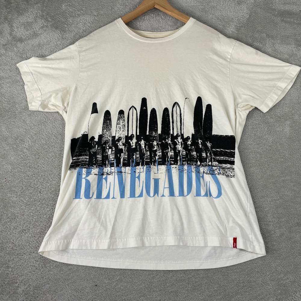 Levi's Renegades Shirt Mens XL Off White Surfboard Surf Skate Streetwear